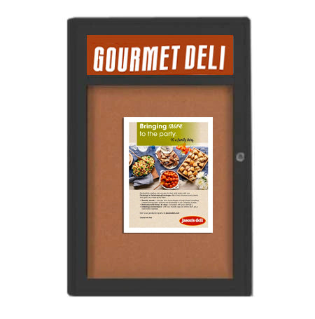 Outdoor Enclosed Bulletin Boards with Header and Lights | Radius Edge SwingCase