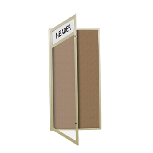 Extra Large 48 x 60 Indoor Enclosed Bulletin Board Swing Cases with Header and Lights (Single Door)