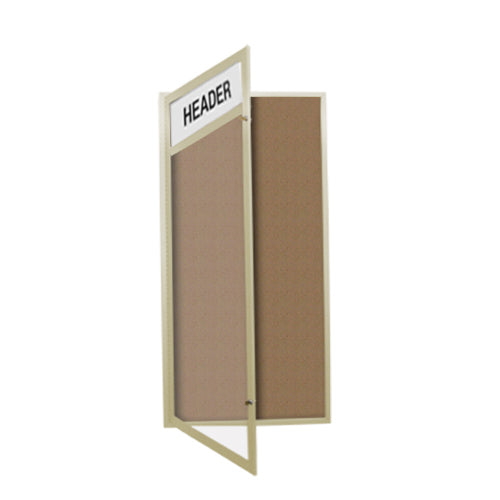 Extra Large 48 x 72 Indoor Enclosed Bulletin Board Swing Cases with Header and Lights (Single Door)