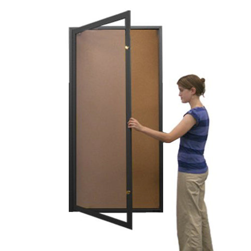 Extra Large 48 x 84 Indoor Enclosed Bulletin Board Swing Cases with Light (Single Door)