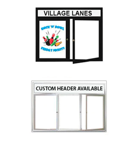 Indoor Dry Erase White Marker Board with Rounded Corners and Header 2 and 3 Door Models