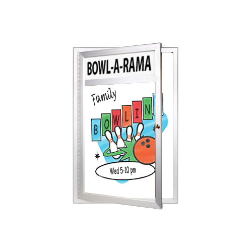 Extra Large Indoor Dry Erase Marker Board SwingCases with Radius Edge and Light  | Gloss White Board Magnetic Porcelain Steel