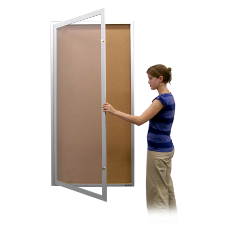 Extra Large 24 x 96 Indoor Enclosed Bulletin Board Swing Cases (Single Door)