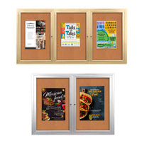 Outdoor Enclosed Poster Cases 2 and 3 Door Display Cases | Bulletin Board Wall Mount Metal Cabinet 35+ Sizes