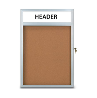 Ultra Thin 30 x 36 Enclosed Cork Board with Your Personalized Text Message Header Printed Free + Opional Custom