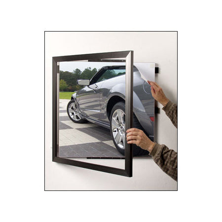 SwingFrame Carbon Steel Picture Frame 36x48  Swing Open, Quick Change 36 x  48 Poster Frames with Carbon Steel Finish. Wall Mount Poster Display Frame  36 x 48 with Bold Metal Frame style – SwingFrames4Sale