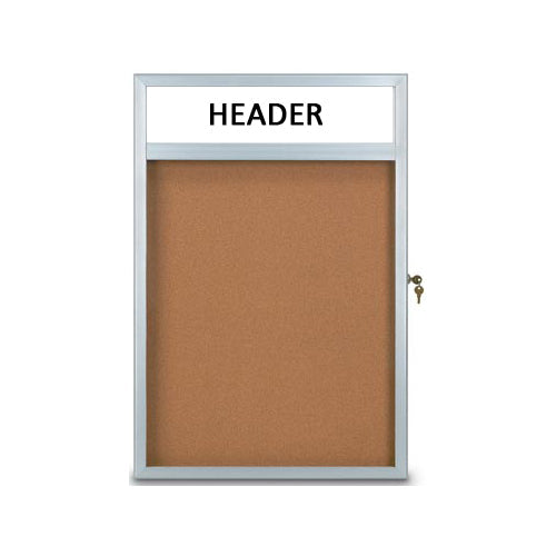 Ultra Thin 24 x36 Enclosed Cork Board with Header