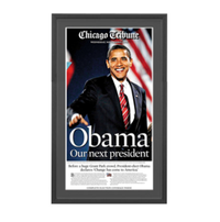 Obama Presidential Victory Newspaper Wood Display Frame