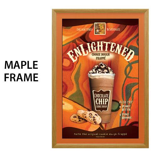 MAPLE WOOD FRAME SwingSnaps Designer Poster Snap Frames with 2" Wide Beveled Matboard | Faux Wood Frame Profile