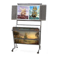 Euro Design Classic Art & Print Display Floor Stand Rack with Combo 2 in 1 | Swinging Panels + Art Bin