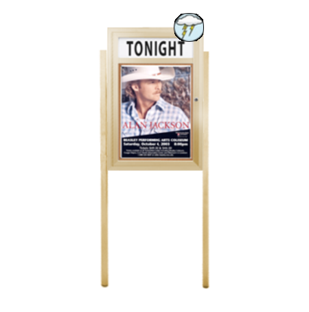 Outdoor Enclosed Bulletin Board Stand | Display Cases with Header on Posts | Single Door SwingCase with 12+ Sizes and Custom