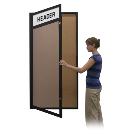 Extra Large 36 x 72 Indoor Enclosed Bulletin Board w Header (Single Door)