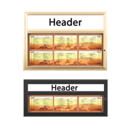 Indoor Enclosed Menu Cases with Header & Lights (8 1/2" x 14" Landscape Menus)