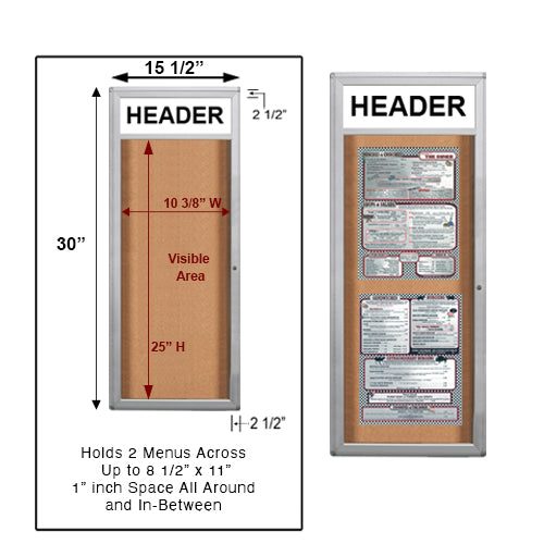Indoor Menu Cases with Header | Rounded Corners Display Case (For 8 ...