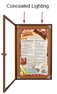 Display Case Menu Rustic Lighted Restaurant Menu Cases | Indoor Display Cases with Lights (Wood ...