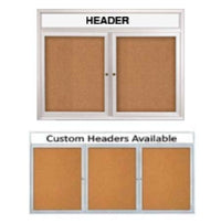 Outdoor Enclosed Poster Display Case with Message Header |  2 and 3 Door with Bulletin Board 35+ Sizes