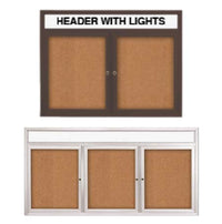 Outdoor Enclosed Poster Display Cases with Header + LED Lights | SwingCase 2-3 Doors in 35+ Sizes