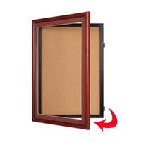Designer Wood 24 x 30 Enclosed Bulletin Board SwingFrame | Swing Open, Changeable Framing