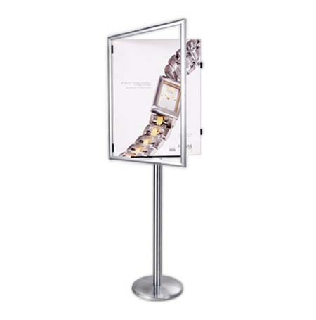 Heavy-Duty Pedestal Sign Stand w Horizontal Poster Display Frame